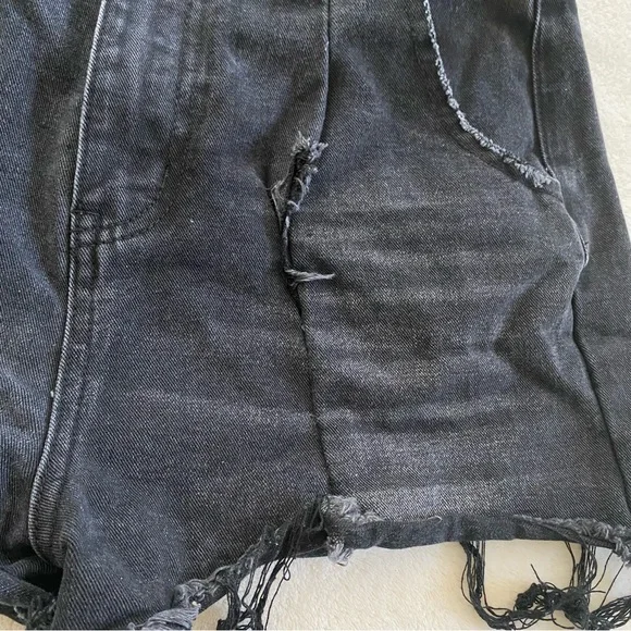 High Waisted Black Jean Shorts - Picture 3 of 11